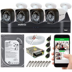 Kit Cftv 4 Câmeras e Dvr intelbras Mhdx 1104